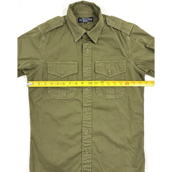 J Peterman Co Mens Shirt Sz Small Field Outdoor Safari Pockets Epaulettes Green - Picture 9 of 10